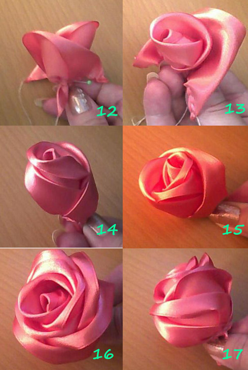 Как сделать розы из ткани поэтапно фото